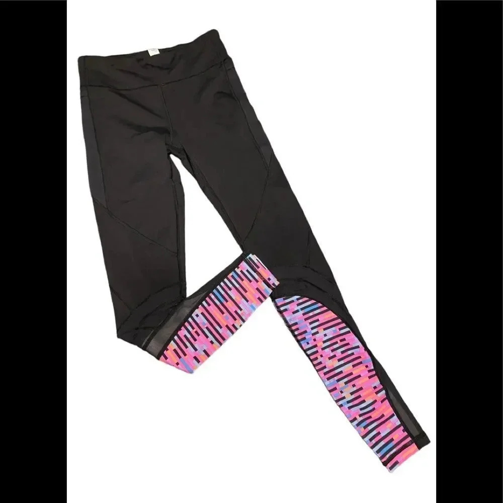 Girl’s Ivivva by Lululemon Cool Urbanite Black Mesh Leggings Sz 12